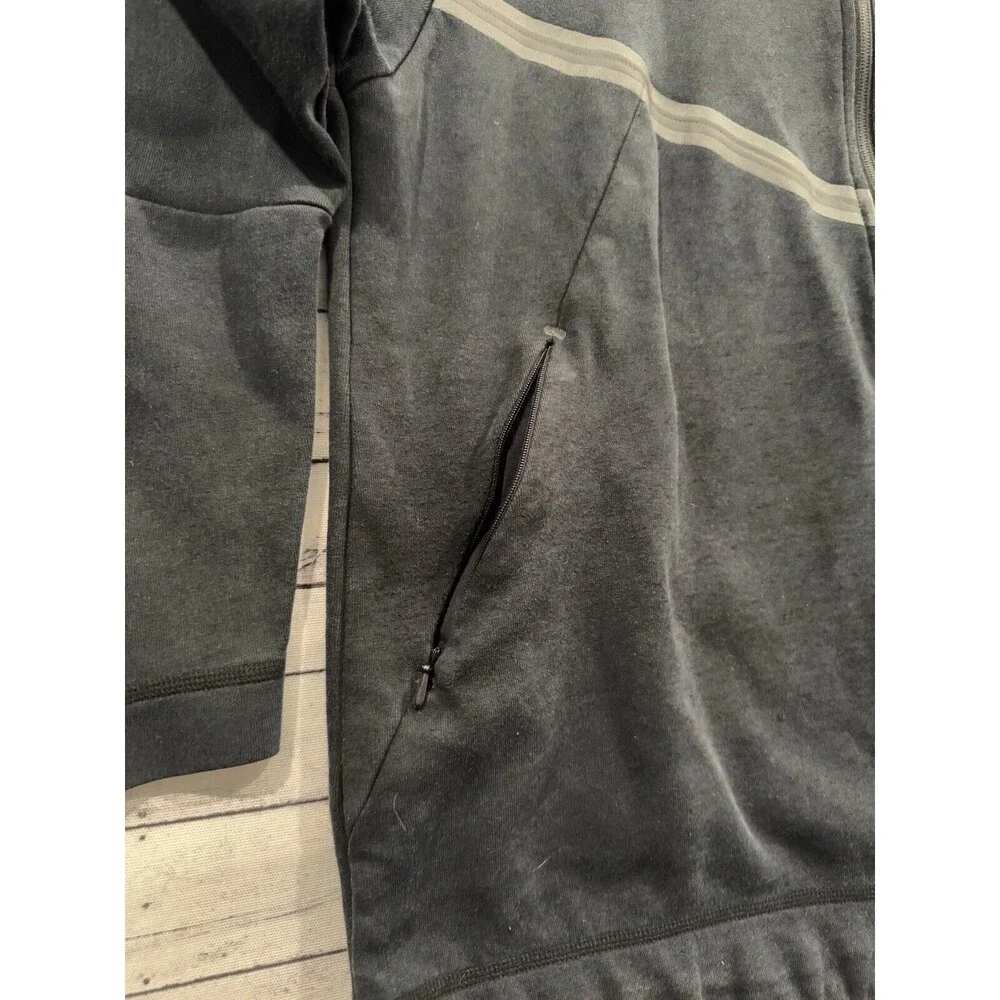 Nike Tech Fleece Jacket Sz Small Black Sweatshirt Full Zip Pockets 3/4 Sleeve